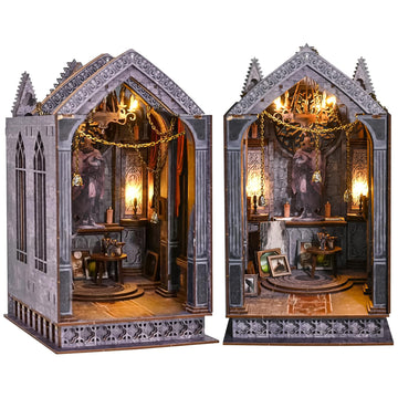 Spilay Diy Book Nook Kit, Diy Dollhouse Booknook Bookshelf Insert Decor Alley, Bookends Model Build-Creativity Kit With & Led Fo