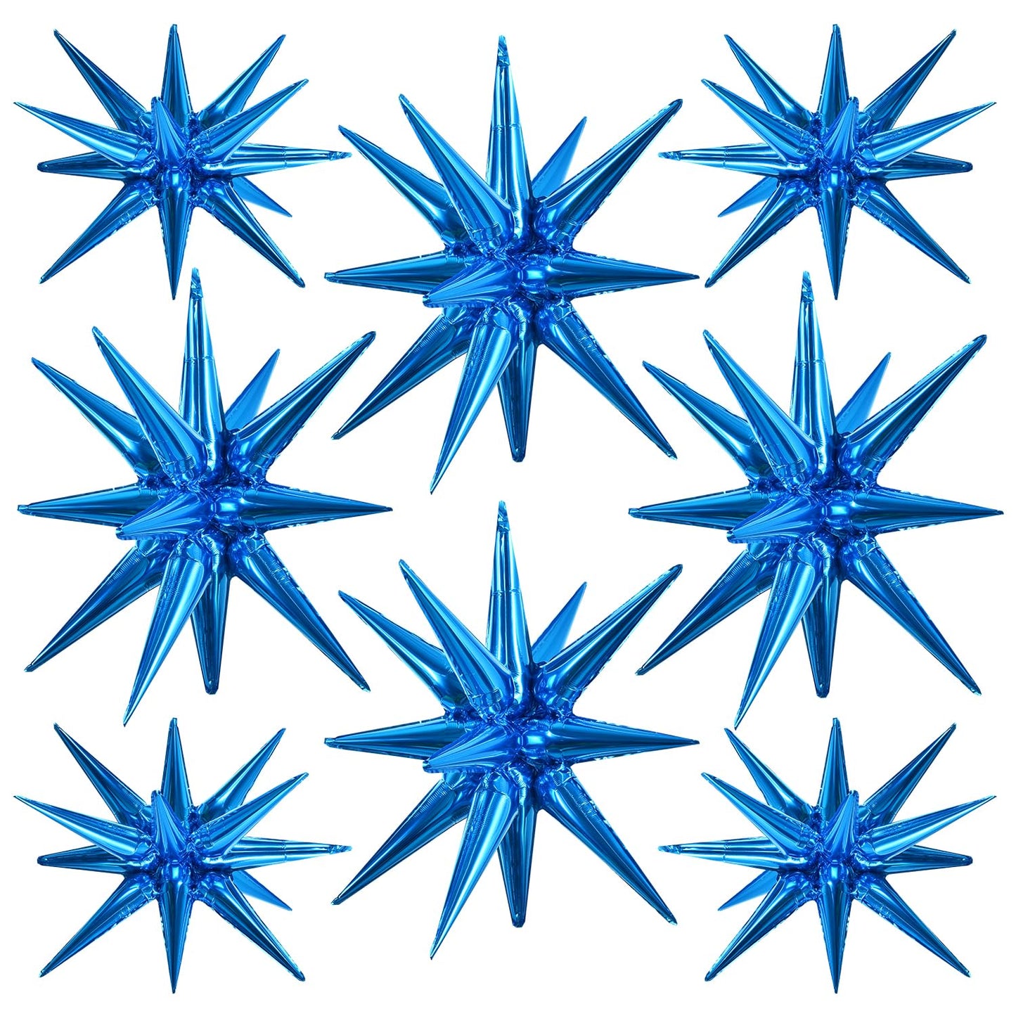 Toniful 8 Pcs Blue Star Foil Balloons Large Star Balloons Blue Explosion Star Mylar Balloons For Party Backdrop Christmas New Ye