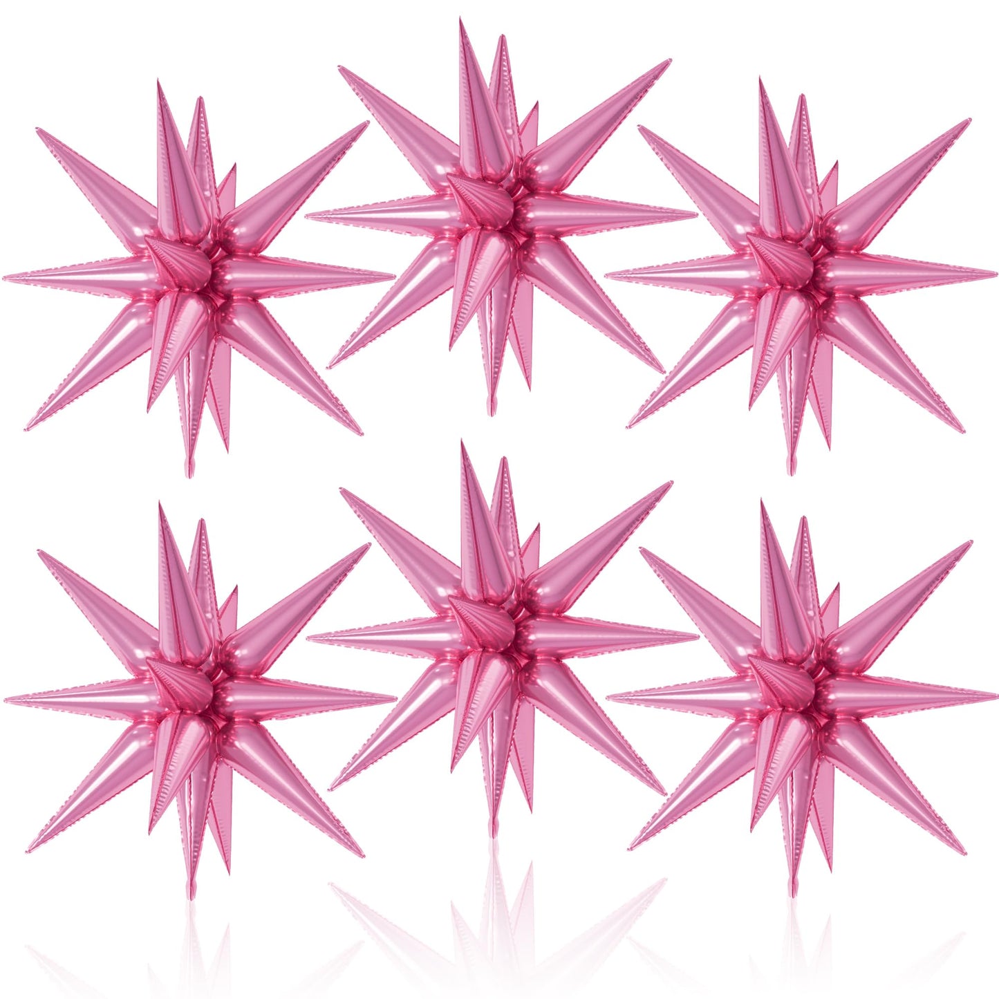 6PCS Star Balloons, 22Inch Large Pink Star Balloon Explosion Foil Balloons Cone Spike Balloon for Birthday Graduation Wedding An