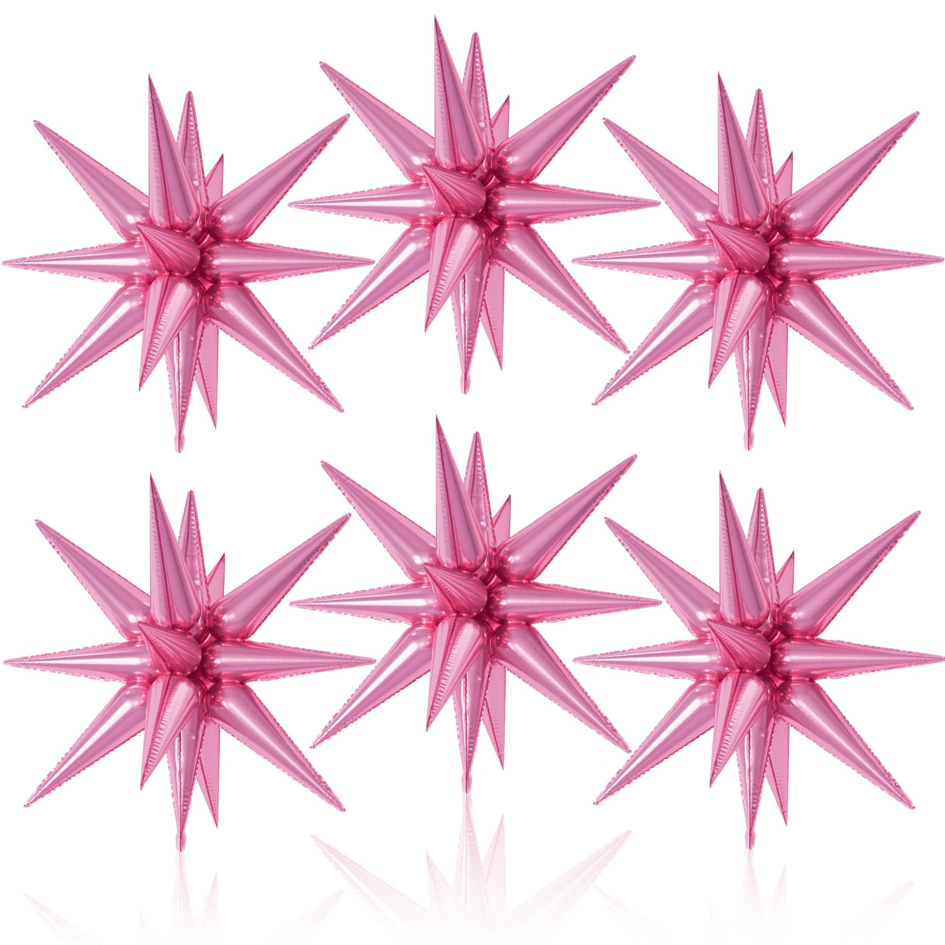 6PCS Star Balloons, 22Inch Large Pink Star Balloon Explosion Foil Balloons Cone Spike Balloon for Birthday Graduation Wedding An