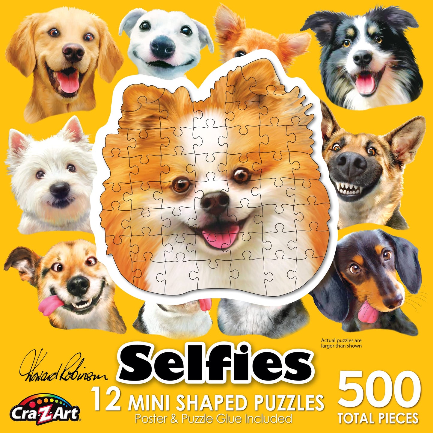 RoseArt - Mini-Shaped - Dog Selfies - 500 Piece Jigsaw Puzzle for mature-themeds