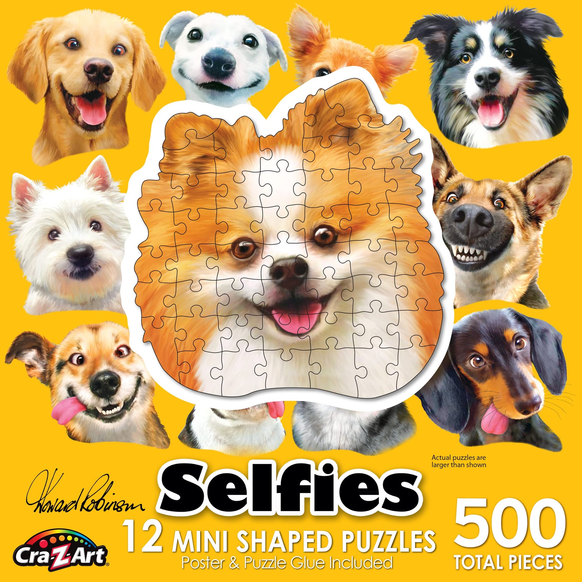 RoseArt - Mini-Shaped - Dog Selfies - 500 Piece Jigsaw Puzzle for mature-themeds