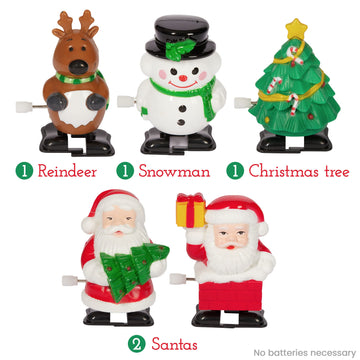 Prextex Christmas Wind Up Stocking Stuffers - Santas And Snowmen Wind Up Stocking Stuffers - Christmas Toys - 2 Santas, 1 Snowman, And 1 Reindeer.