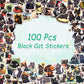 Aowdiao 100 Pcs Black Cat Stickers Cute Cat Gifts Vinyl Cat Sickers For Water Bottles Laptop