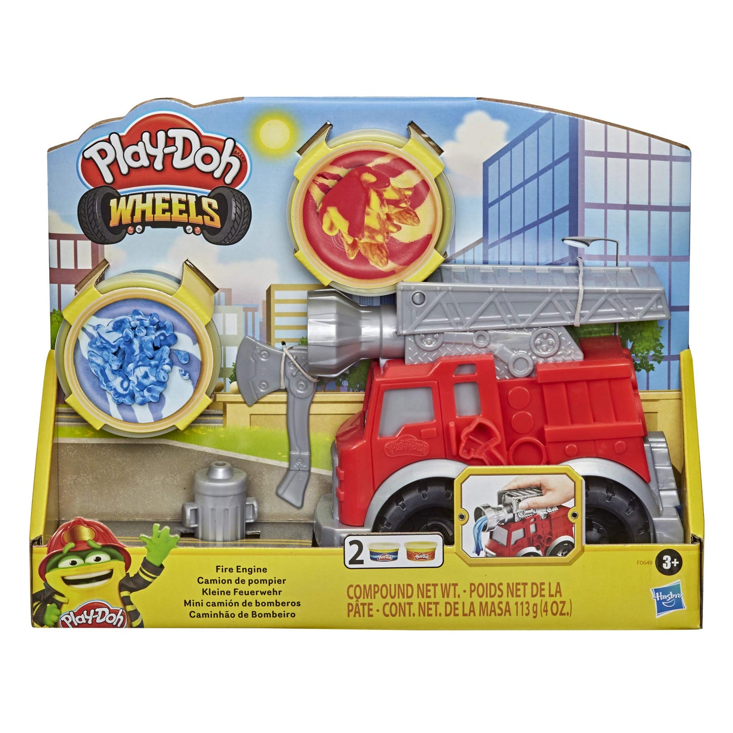 Play-Doh Wheels Fire Engine Playset with 2 Non-Toxic Modeling Compound Cans Including Water and Fire Colors, Firetruck Toy for K