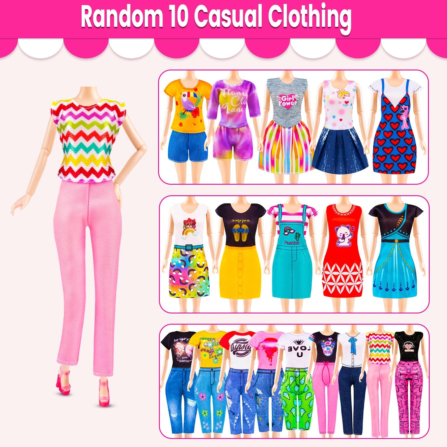 110 Pcs Doll Clothes And Accessories - Doll Dress Up Toys For Girls With Wedding Dresses, Casual Dresses, Casual Jumpsuit, Swims