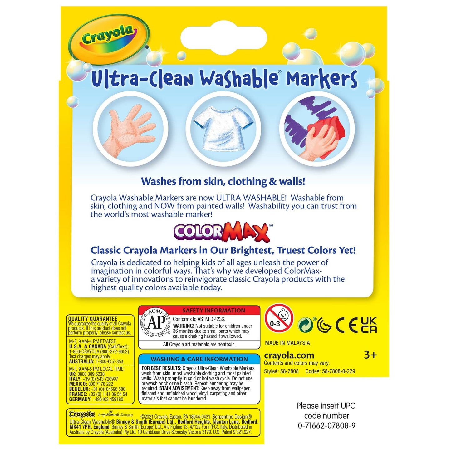 Crayola Washable Markers, Broad Point, Classic Colors, 8/Pack (58-7808) (Pack of 3), Multi