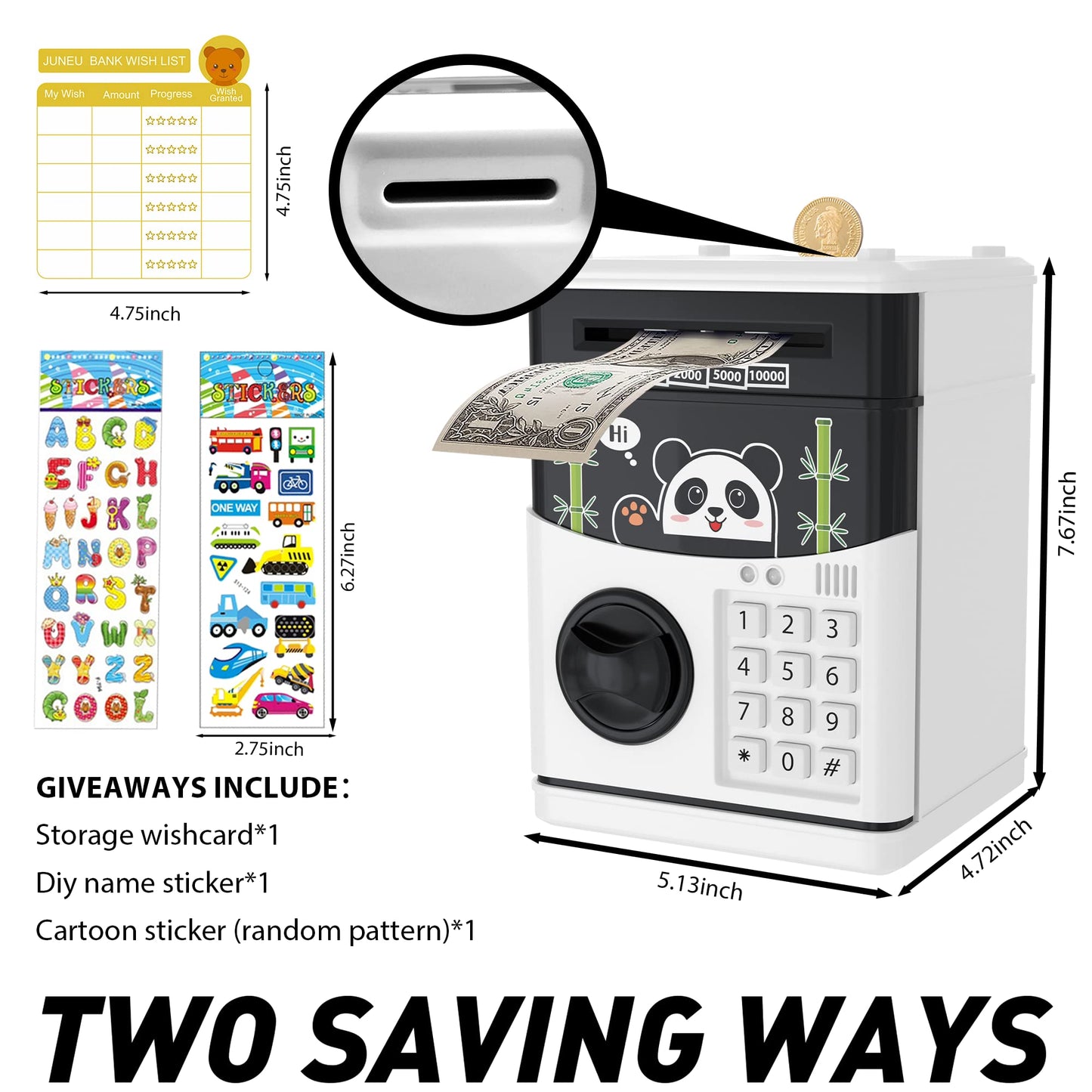 Electronic Piggy Bank For Girls Boys, Money Bank With Password Cute Atm Piggy Bank Coin Can, Auto Scroll Paper Money Saving Box, Best Toy Gifts For Kids Children