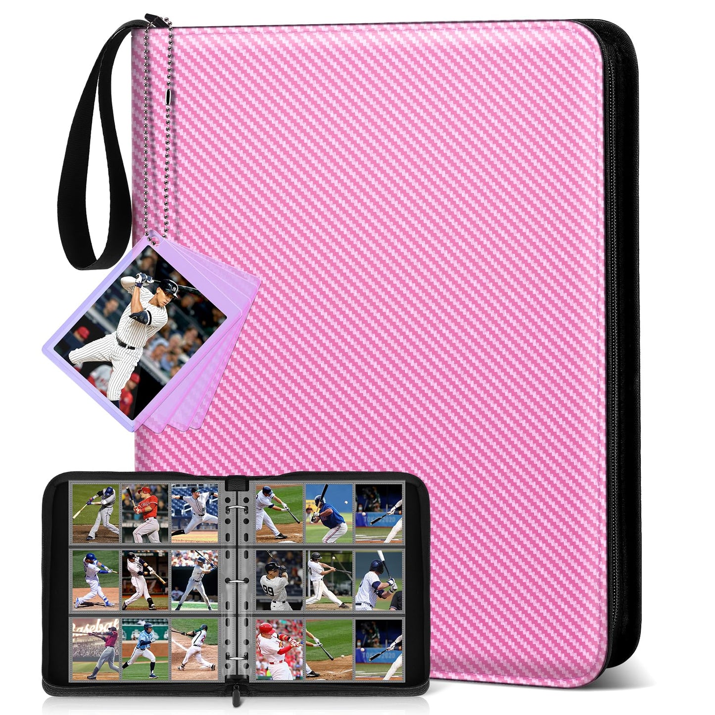 Mlikero Trading Card Binder  9 Pocket Card Binder with Card Display  720 Double Sided Pocket Sports Card Binder  enhanced Card Binders Compatible with MTG  TCG  Baseball Cards(Pink)