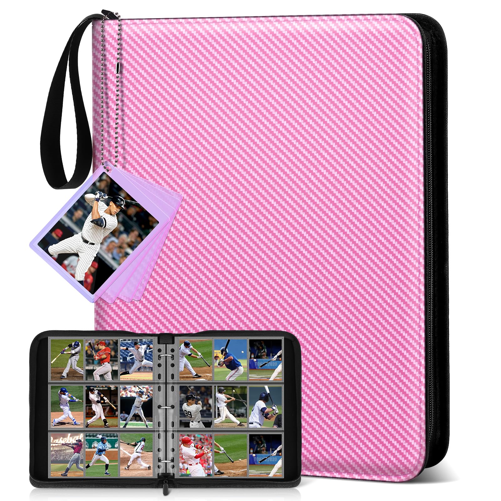 Mlikero Trading Card Binder  9 Pocket Card Binder with Card Display  720 Double Sided Pocket Sports Card Binder  enhanced Card Binders Compatible with MTG  TCG  Baseball Cards(Pink)