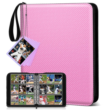 Mlikero Trading Card Binder  9 Pocket Card Binder with Card Display  720 Double Sided Pocket Sports Card Binder  enhanced Card Binders Compatible with MTG  TCG  Baseball Cards(Pink)
