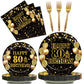 Kepeel 96Pcs 80Th Birthday Party Tableware Set, Back In 1944 Birthday Party Decorations Supplies For Men Women Cheers To 80 Year
