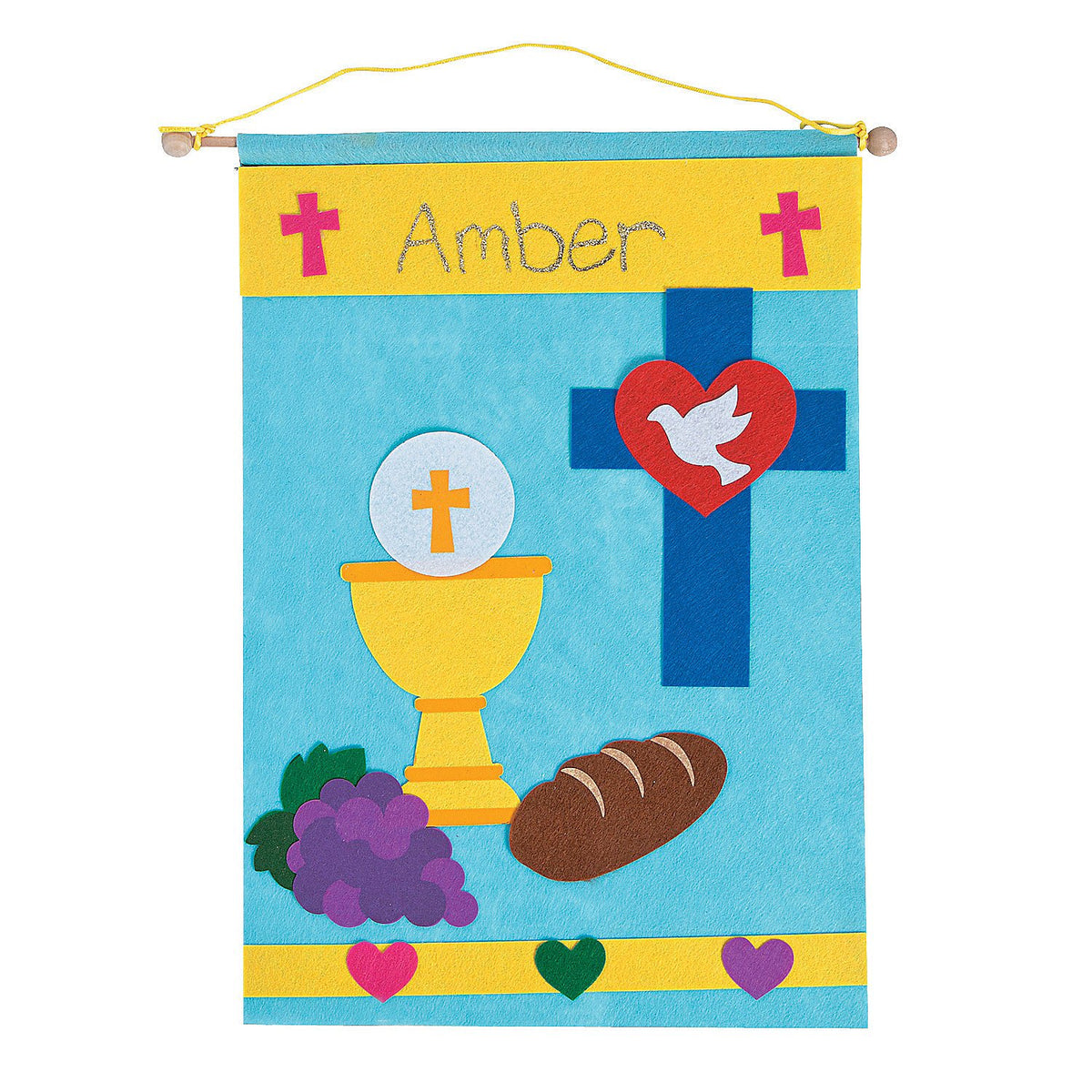 Fun Express 1st Communion Banner Kit, 12 x 18  Makes 12 Felt Banners  Church and Sunday School Crafts for Kids