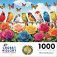 Cross & Glory - Birds And Blossoms - 1000 Piece Jigsaw Puzzle For Adults | Colorful Rose Garden Gala With Vibrant Birds & Roses