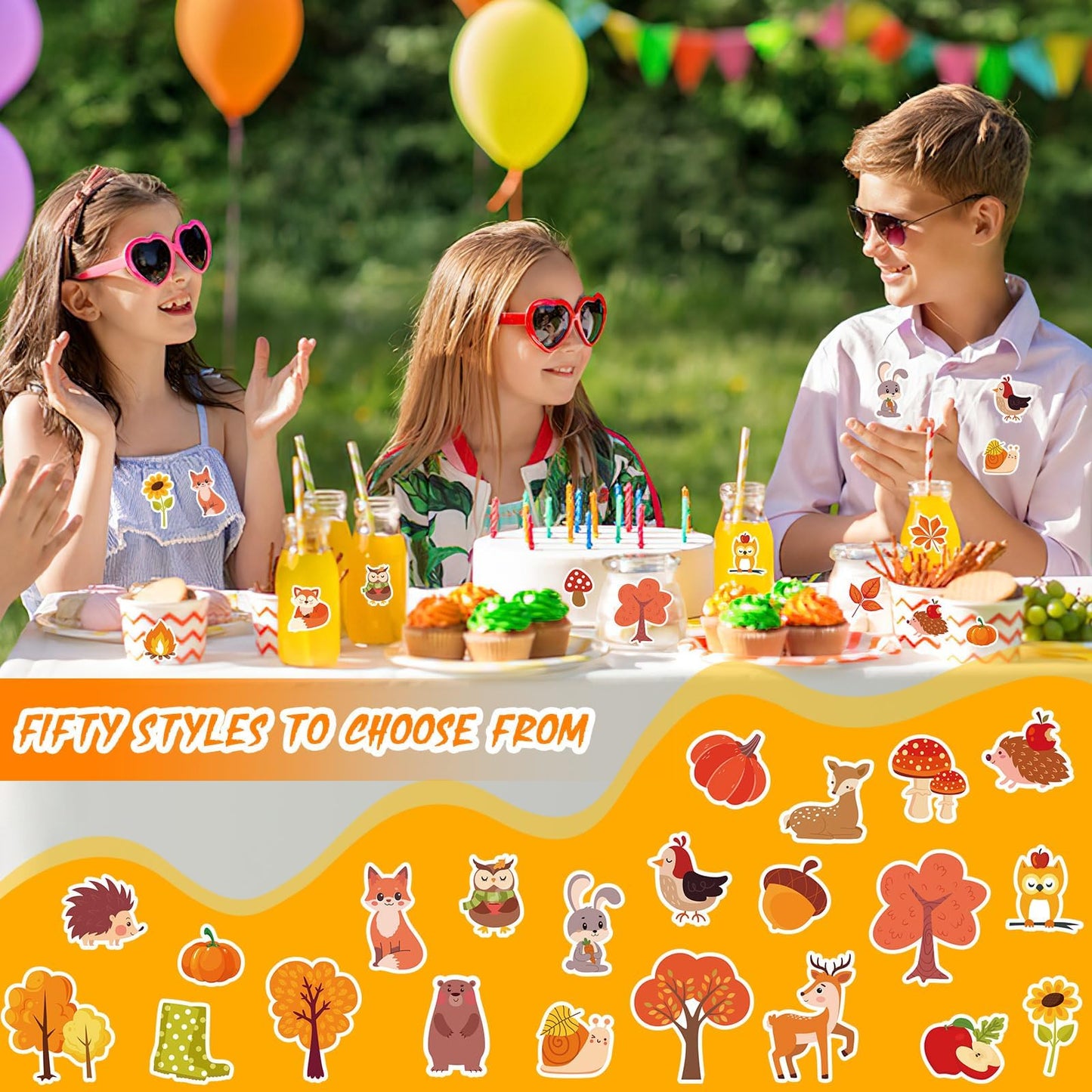 JULBEAR 300 Pieces Fall Foam Stickers, Thanksgiving Maple Leaves Self Adhesive Puffy Scrapbook Stickers for Kids Autumn Party Fa