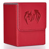Uaono Card Deck Box For Yugioh Mtg Cards, 100+ Deck Case With 2 Dividers Fits Tcg Ccg, Pu Leather Card Storage Box Compatible With Collectible Trading Cards (Red, Sky Dragon)