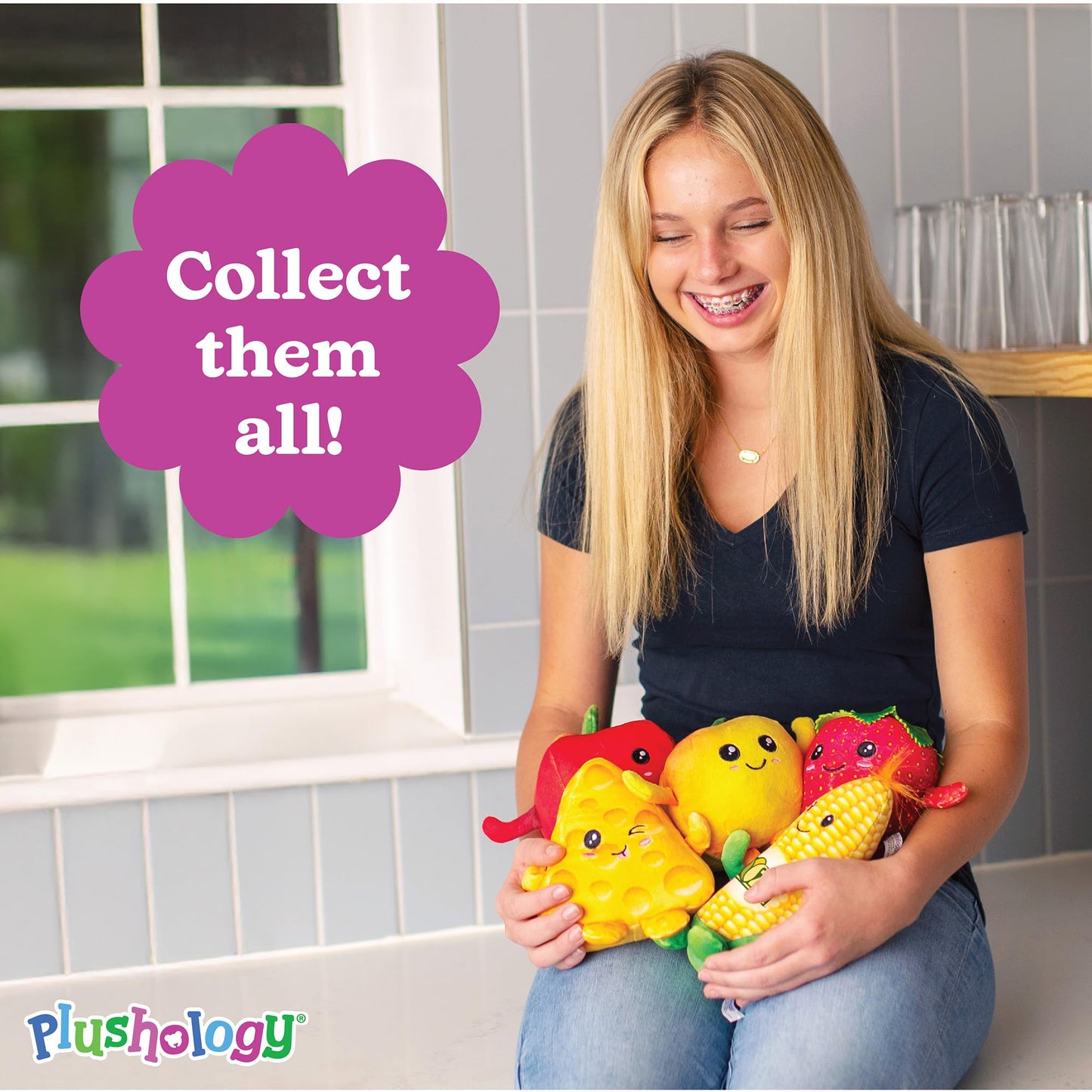 PLUSHOLOGY Squishy Corn Cob Plush Toy - Ultra Soft 7" Stuffed Animal for Kids and Adults - Multicolored, Child-Safe Embroidered Eyes, Model 155128