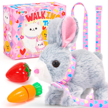 Tagitary Plush Bunny Toy For Kids,Interactive Realistic Bunny With Sounds,Walking,Ears Wiggling,Twitch Mouth And Nose,Hopping Ra