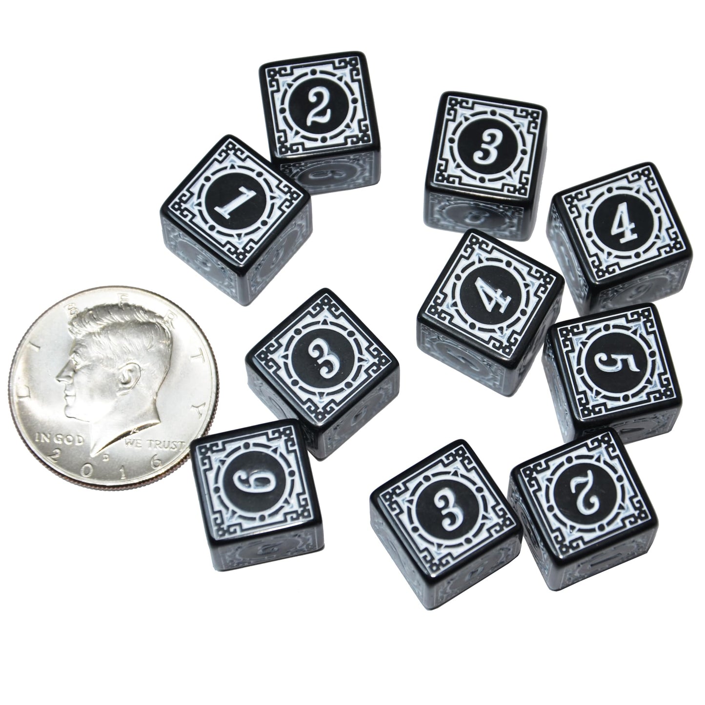 SmartDealsPro 10-Pack D6 Six Sides 16mm Dice Die for DND MTG PRG Wow Table Game Math Teaching (White Letter)
