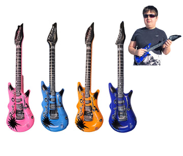 Zugar Land Rock Inflatable Mini Guitars (23 Inches) Vinyl. Perfect Party Favor, Dj Dance 80S Rocker (Mini Rock-N-Roll (4 Pack))