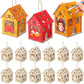 DoubleFill 12 Pcs Fall Wooden House Craft Kits for Kids Adults Make You Own Fall House Thanksgiving DIY Unfinished Painting Turk