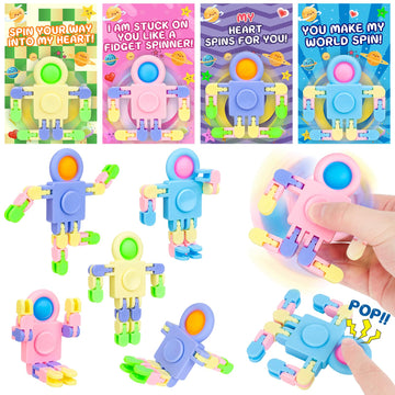 24 Pack Valentines Day Gifts For Kids Classroom With Fidget Sensory Spinners Toys Valentine'S Day Cards Valentines Day Gifts For