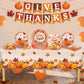 Thanksgiving Plates, 98PCs Give Thanks Plates Serves 24 with Napkins Tablecloth and Give Thanks Banner Forks for Fall Autumn Tha