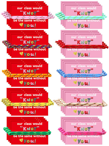 100 Pieces Valentine Knot Bracelets with Card Neon Rope Woven Friendship Bracelets for Kids Adjustable Rope Bracelets Bulk for G