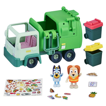 Garbage Truck - 2.5' Bluey And Bin Man Poseable Figures With Playset, Multicolor