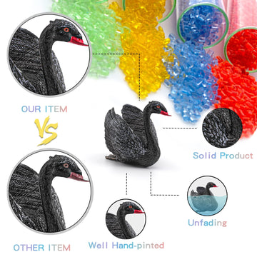 LC JoyCre 4PCS Black Swan Figurine Swan Toy Deer Figurine Animal Figure for Toddlers Preschool Animals Figures Eduactional Proje