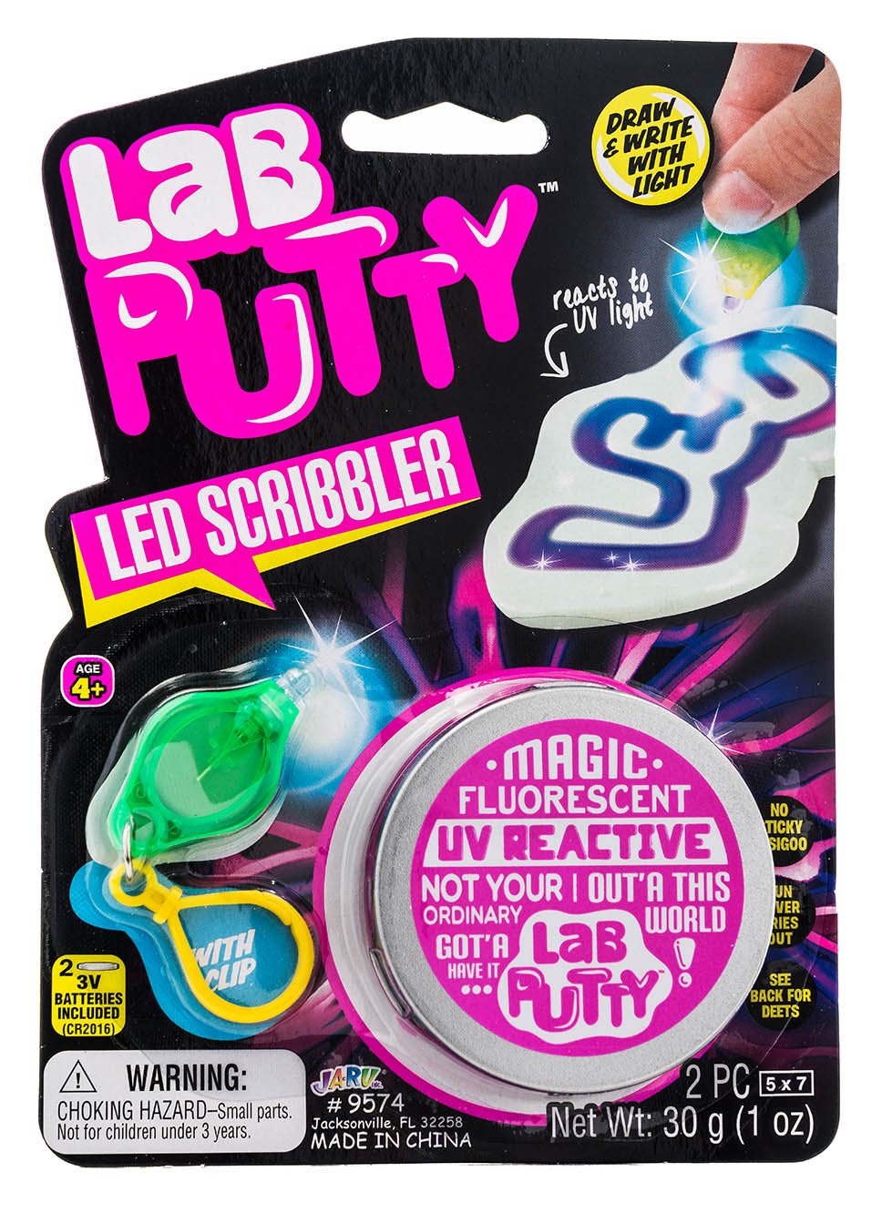 Ja-Ru Lab Putty Led Scribbler Sensory Putty For Kids W/Mini Uv Light Flashlight (24 Units) Invisible Ink Magic Color Changing. S