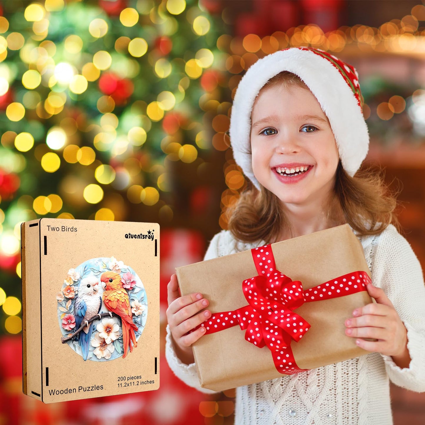 Wooden Puzzles for mature-themeds  Parrots Flower Wooden Jigsaw Puzzles 200pcs  10.9x11.2in Medium Unique Shape Animal mature-themed Puzzles  Irregular Wood Puzzles Creative Gift for mature-themeds and Kids Family Game