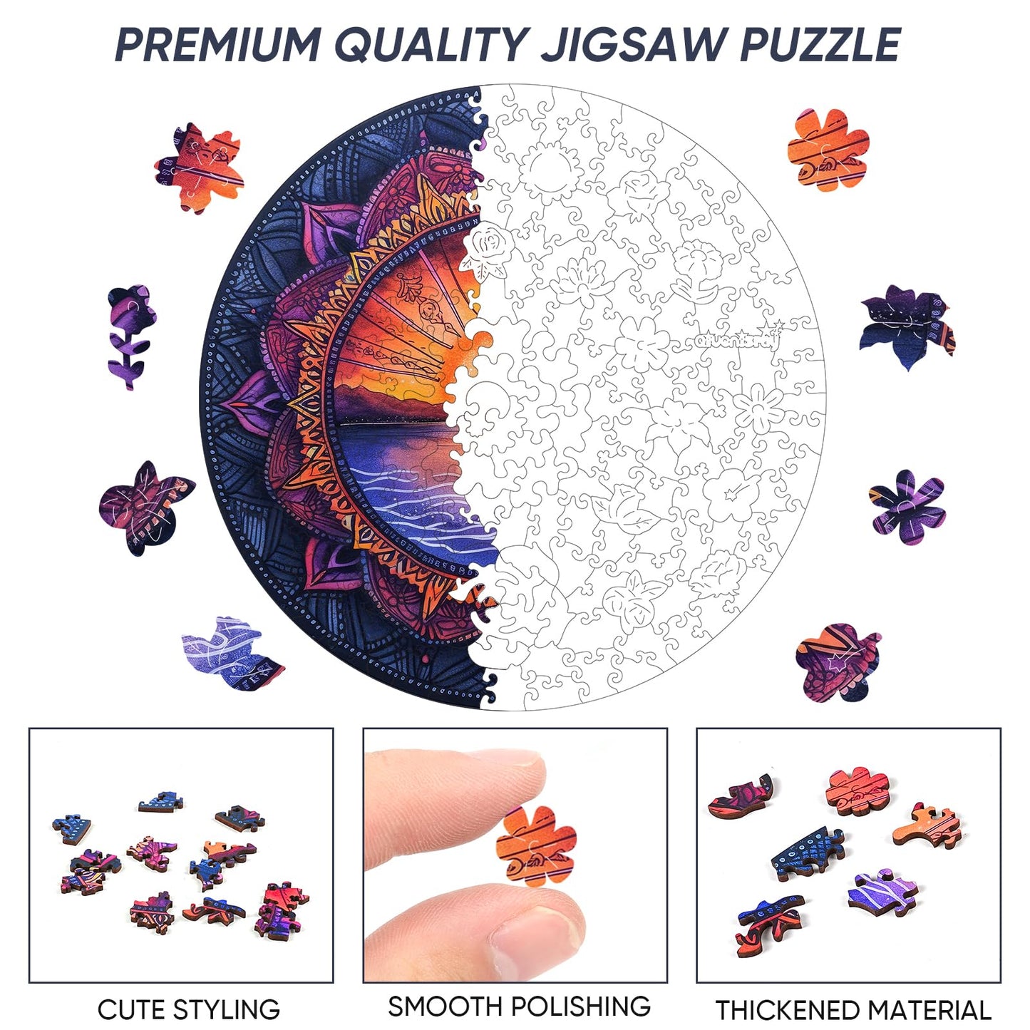 Wooden Jigsaw Puzzles Sunset,200Pcs,12.4X11.4In,Medium,Wooden Puzzles For Adults,Unique Shape Animal Adult Puzzles,Irregular Woo
