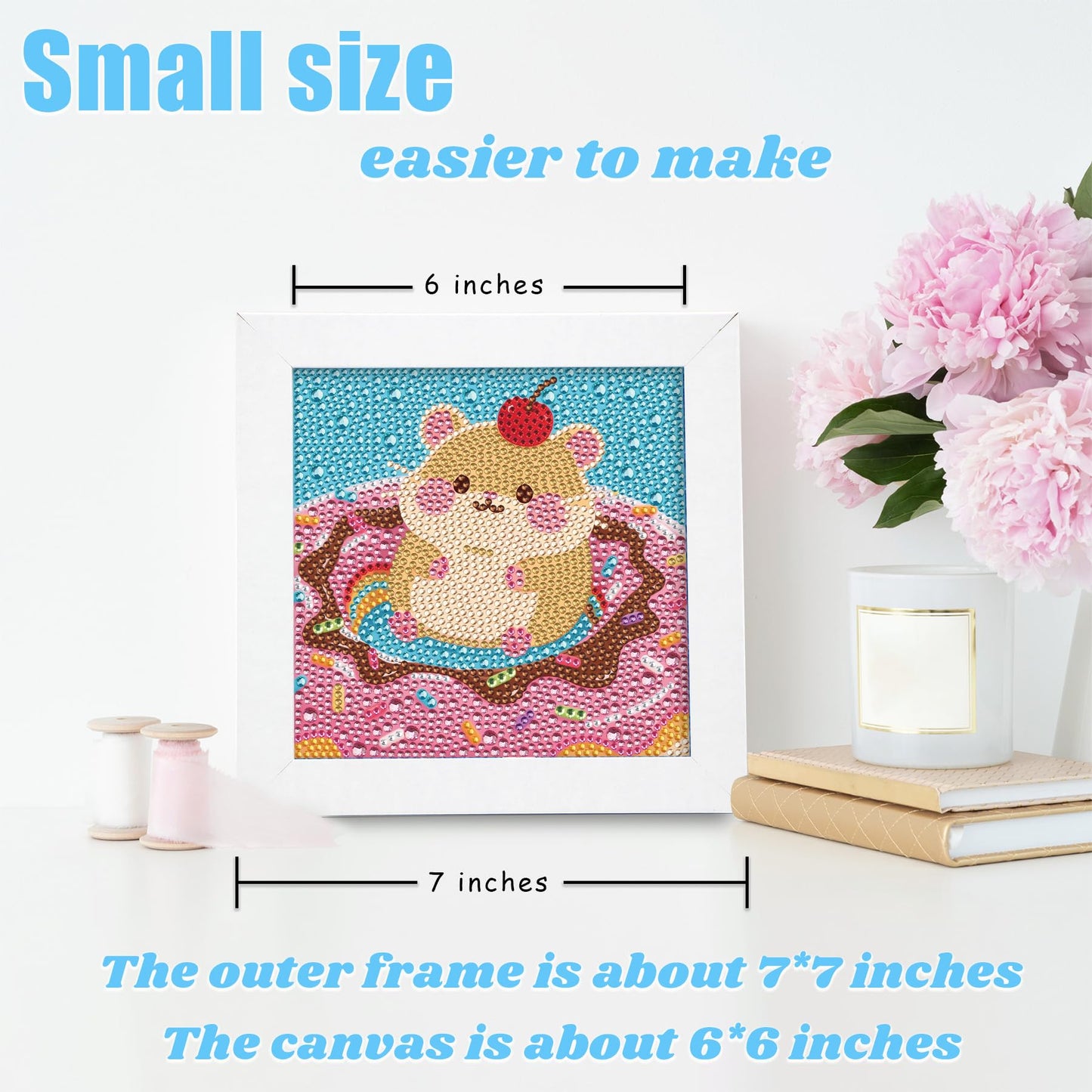 Libfx Diamond Art Kits for Kids with Frame Diamond Art for Girls Boys Beginners Arts and Crafts Ages 8-12 Birthday Gifts (Hamste