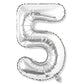 Flyloons 5 number Silver Foil Balloon 16 inch Size Birthday Decoration Items Pack of 1 | 5th Year Balloons | Five