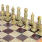Stonkraft Handcarved Chess Board With Wooden Base - Stone Inlaid Work - Chess Game Board Set
