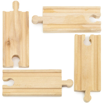 Conductor Carl Wood Train Track Expansion Packs| Compatible with Most Train Tracks| 3.5'' Straight Tracks -1 Count (Pack of 4)