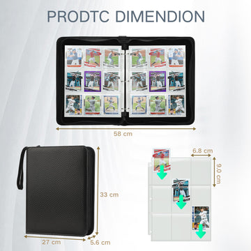 Trading Card Binder With Sleeves 9 Pocket Card Binder Premium 720 Double Sided Pocket Pu Card Collection Binder, Collectible Alb