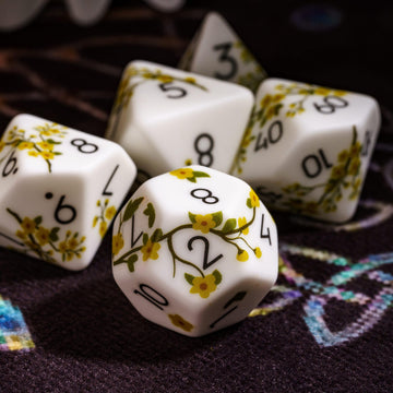 HDdais Resin DND Dice Set, Flower Polyhedral Dice Set with Gift Case for D&D RPG Dungeons and Dragons and Other Tabletop Games