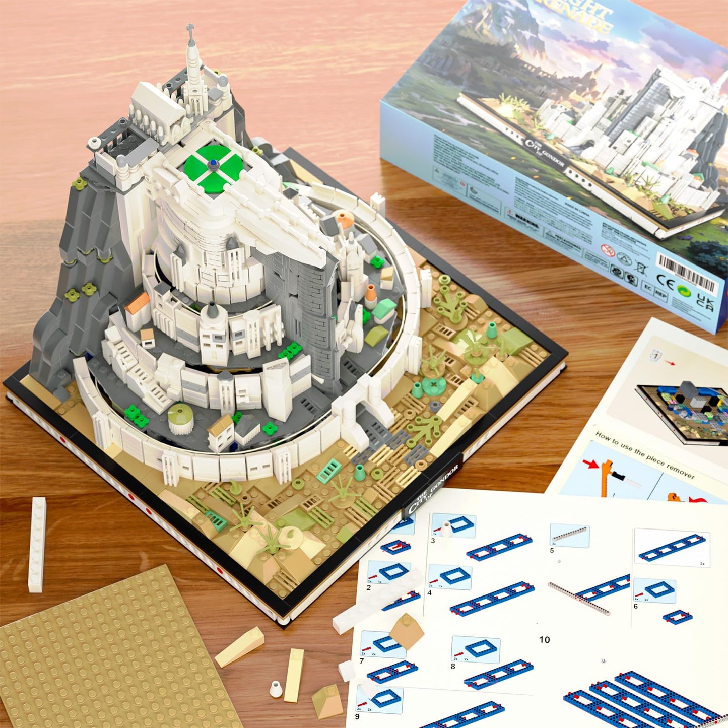 MOC Castle Architecture Mini Building Block Set with Light  Compatible with Lego Ideas STEM Building The City Lord Set for mature-themed Film Fans STEM Christmas Birthday Gift Toy for Boy Kids 8-14 1680PCS