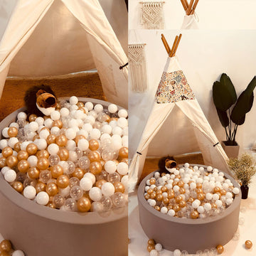 Realhaha Pit Balls Pack Of 100-2.18 Inches Bpa Free Hollow Soft Plastic Ball For Kids Home Birthday Party Tent Summer Water Bath Toy, Brown White Clear