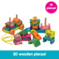 Oops Fun Forest & City Train - Wooden Pull Along Toy And Stacking Puzzle For Toddlers