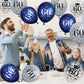 UniBirthLon 18pc Happy Birthday Balloons Set - Navy Blue & Silver, Confetti & Latex for 60th Birthday Decorations