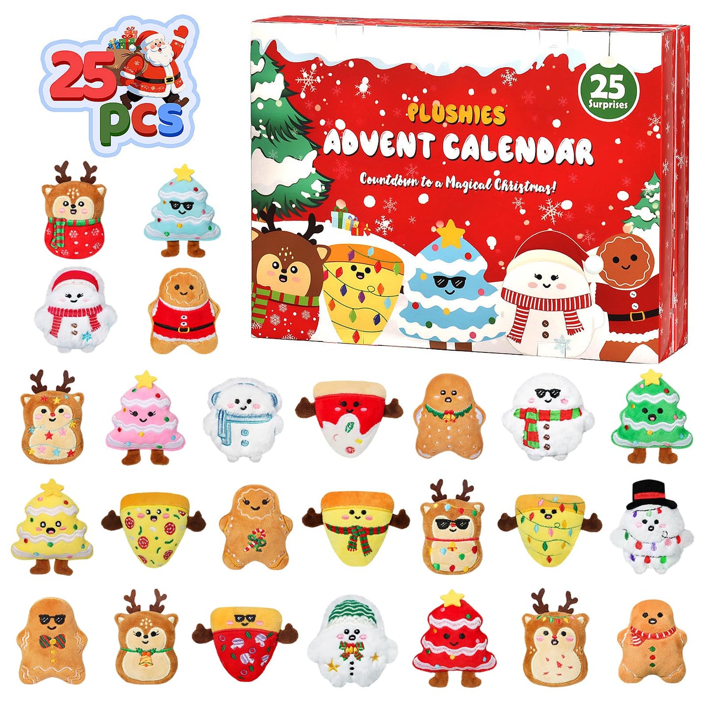 Emotional Plush Advent Calendar 2025 for Kids or Teens  with 25 PCS Mini Collectible Plushies  Stocking Stuffers  Unique Christmas Gift for for Kids  Teens & mature-themeds  Cute Plush Pals for Christmas Countdown