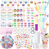 Ecally Butterfly party for Butterfly Keychain Hairpins Stickers Bracelet Ring Necklace Tattoo Straws Plastic Cups with Dome Lids