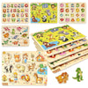 edutree Wooden Peg Puzzle for Toddlers 2-4, 5 Pack Montessori Toys Learning Educational Puzzles for Kids Girls Boys 2 3 4 Yesrs