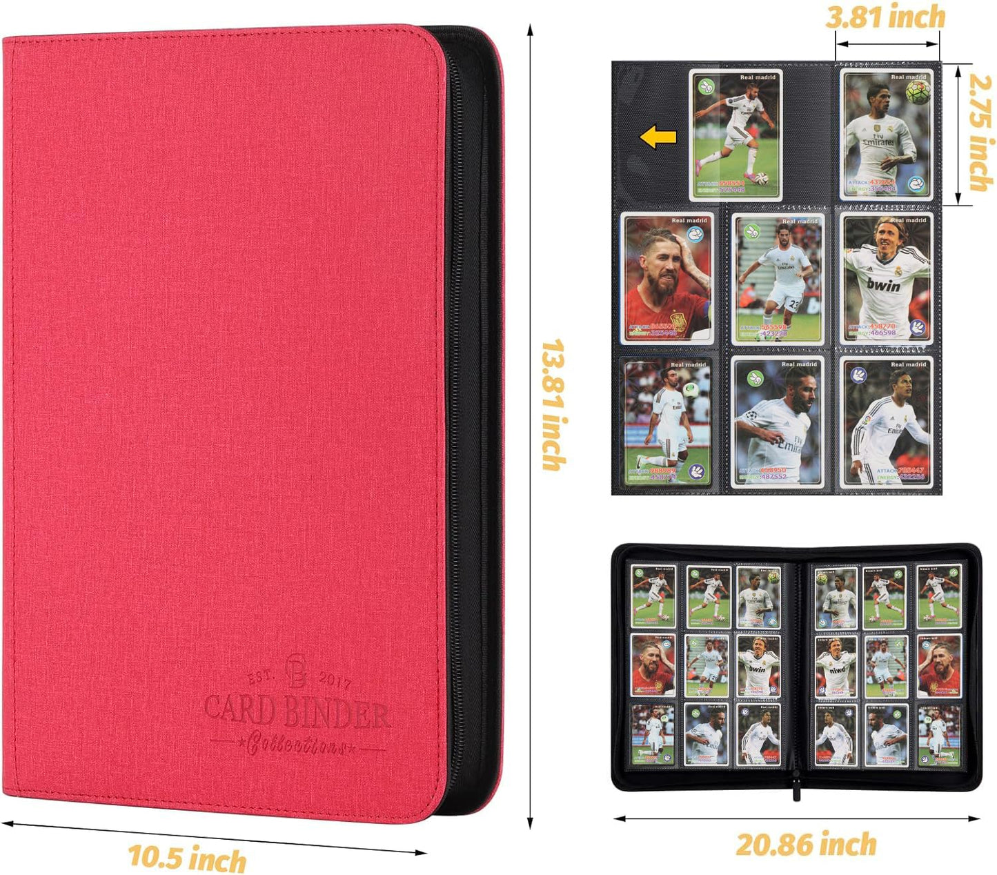 Foalgo Trading Card Binder  Card Collection Binder Album Folder with 540 Side Loading Pockets  9 Pocket Trading Card Album Folder for TGC MTG  Baseball Cards  Yugioh(Red)