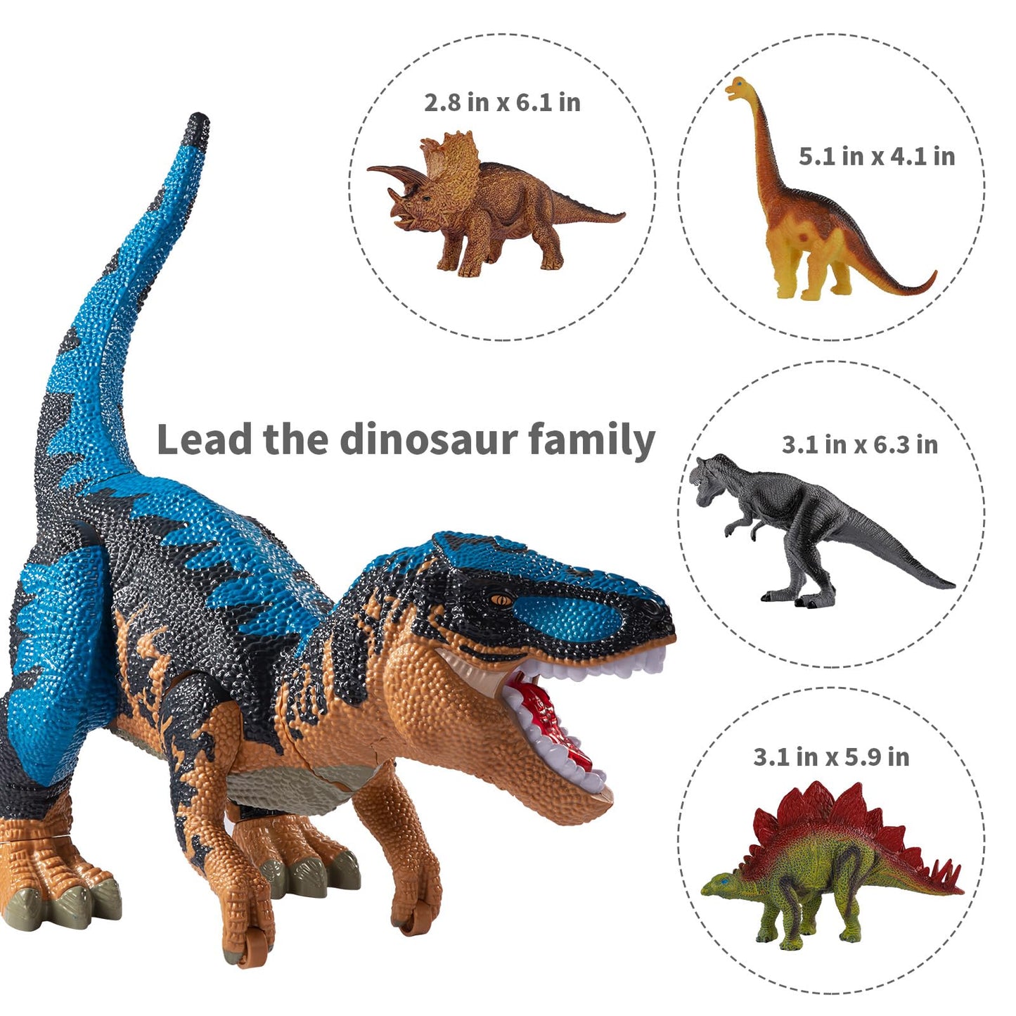TEMI Large Dinosaur Toys for Kids Boys Toddlers 3 4 5 6 7 Years, Tyrannosaurus Dinosaur with Mist Spray, Light and Sound, Big Di