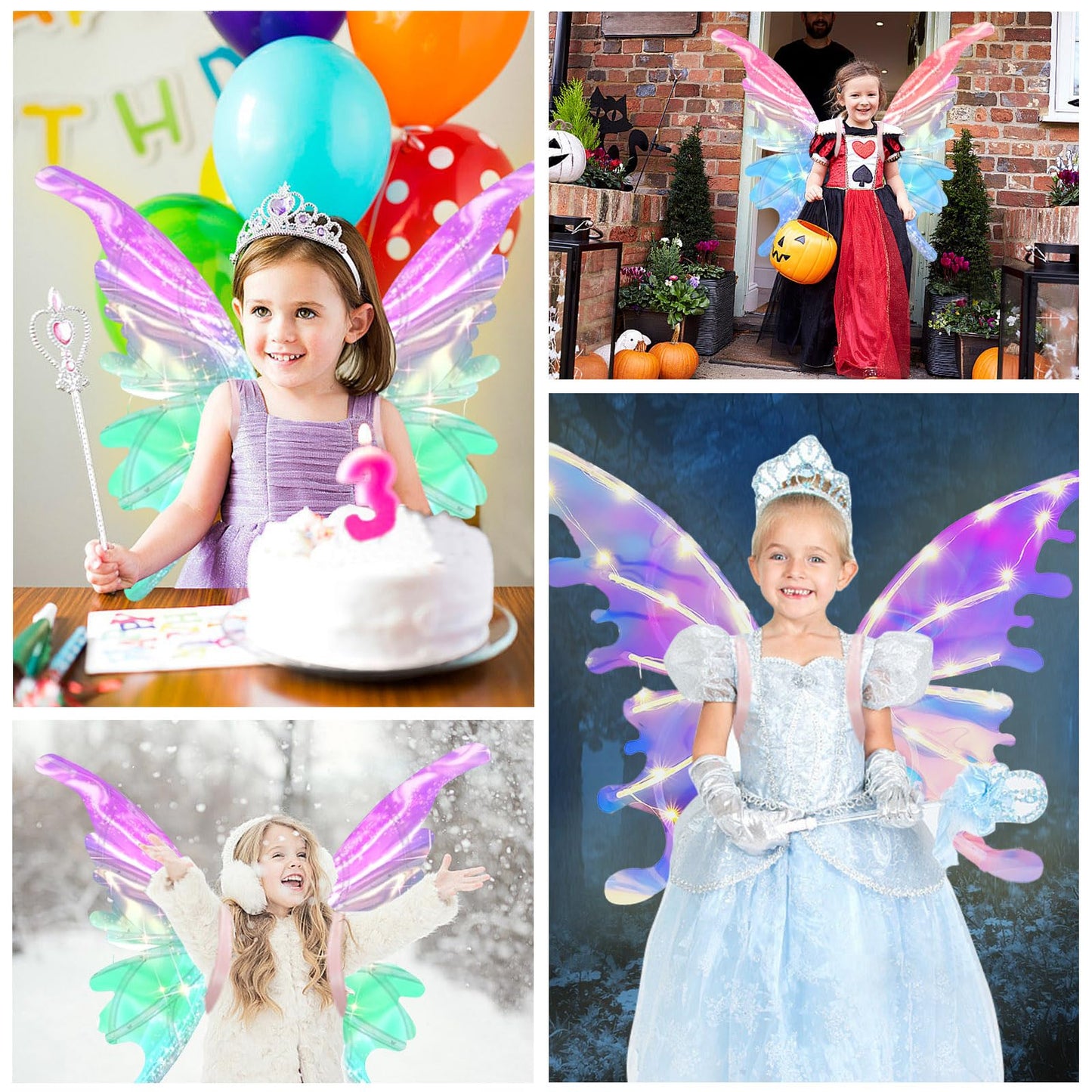 Electric Fairy Butterfly Wings For Kids Girls Adults, Light Up Butterfly Wings For Women, Iridescent Wings Dress Up For Dogs, Ro