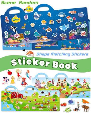 Walenced Reusable Sticker Book For Toddlers 2-4 Years, 3 Sets Stickers For Kids, Toddler Sticker Book Ages 1-3, 113 Pcs Toddler